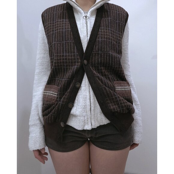 Oversized Plaid Harajuku Vintage Vest - Picture 1 of 7